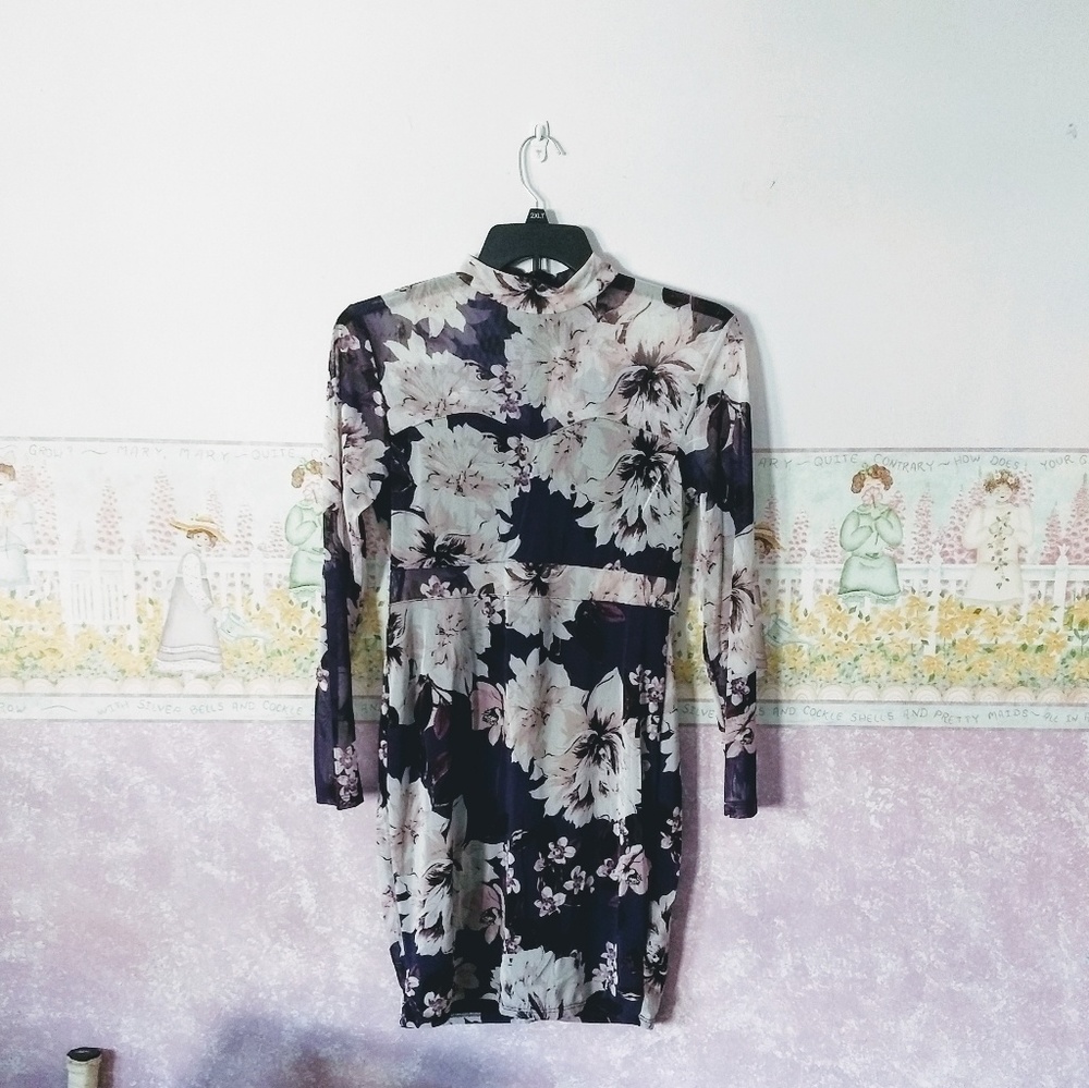 Mesh Floral Bodycon Dress